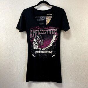 NWT Afflictions American Customs Roam Black American Flag Tee Sz M